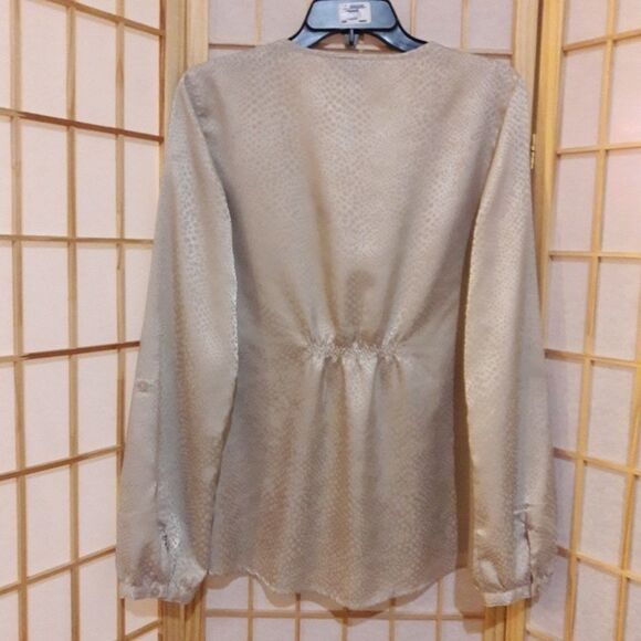 Calvin Klein Beige Animal Print Button Blouse Top - Picture 2 of 6